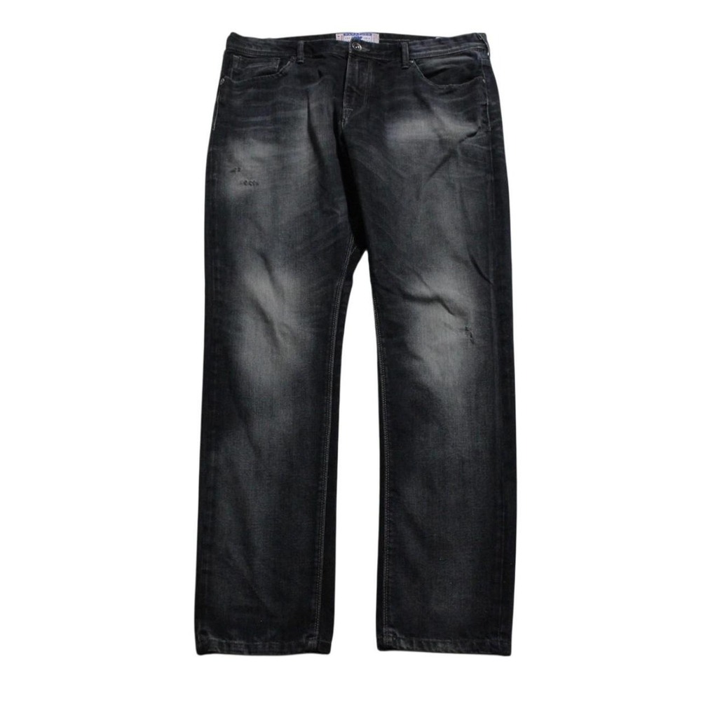 Mens Y2K Grunge Punk Skater Streetwear Parasuco Black Faded Straight Fit Jeans